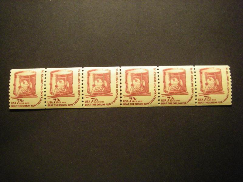 Scott 1615, 7.9c Drum, long LINE PAIR, shiny gum, MNH Americana Beauty