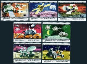 Mongolia C121-C127, C128, MNH. Mi 1263-1269, Bl.60. Apollo 11 Moon landing-10.