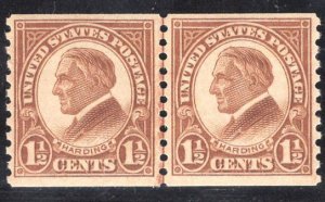 US STAMPS #598 LINE PAIR MINT OG NH LOT #21103