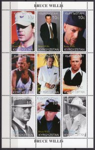 Kyrgyzstan 1999 BRUCE WILLIS AMERICAN ACTOR Sheetlet (9) MNH