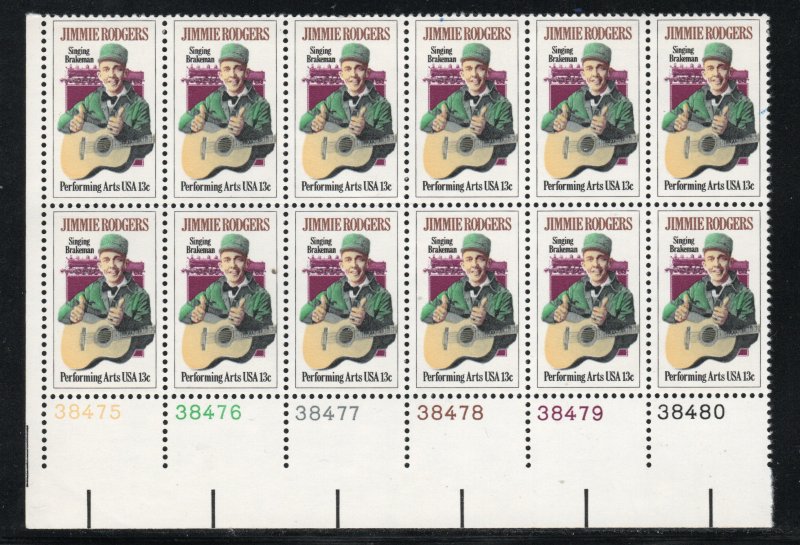 ALLY'S STAMPS US Plate Block Scott #1755 13c Jimmie Rodgers [12] MNH [A-LL]
