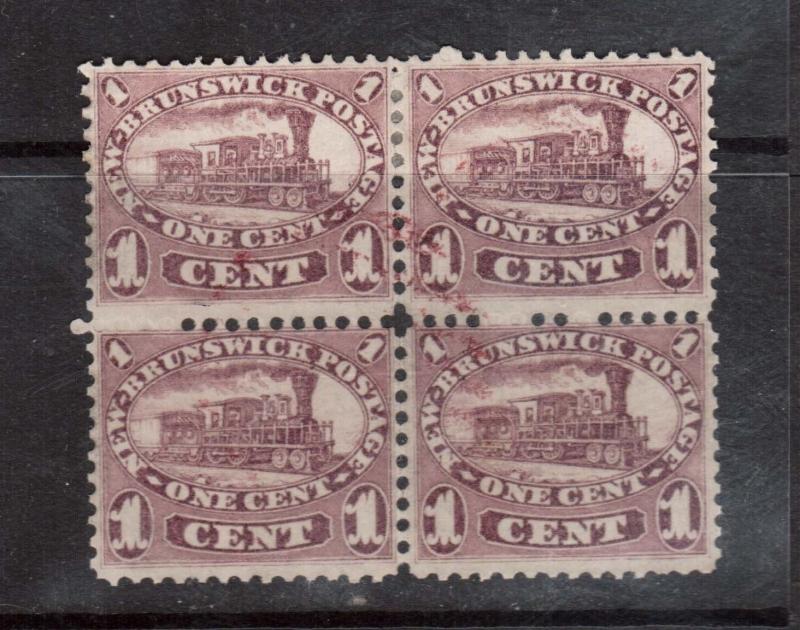 New Brunswick #6 Used Block With Light Red Cancel