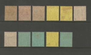 Cayman Islands 1907 KEVII 10s SG 25-34 set of 10 + 30a(shade of 6d) MH