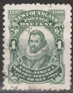 Newfoundland #87ix Used, damaged E variety, 12x11 VF  (1367)