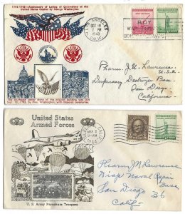 US 1943-1944 THREE WWII PATRIOTIC COVERS RARE CACHETS WITH INSET PHOTOGRAPHS