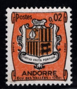 (French) Andorra Scott 162 MNH** Coat of Arms  stamp