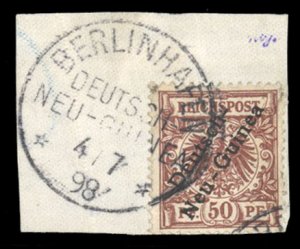 German Colonies, German New Guinea #6 Cat$45, 1897 50pf red brown, used on piece