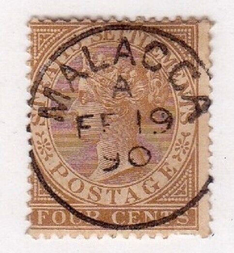 Straits Settlements stamp #44, SOTN Malacca cancel, QV - FREE SHIPPING!! 