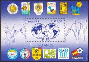 BRAZIL - 1984 80th ANNIVERSARY OF FIFA / SOCCER - MIN. SHEET MINT NH