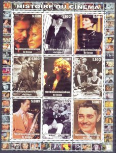 Congo 2003 History of Cinema Actors & Actress ( VI ) Sheet MNH Private