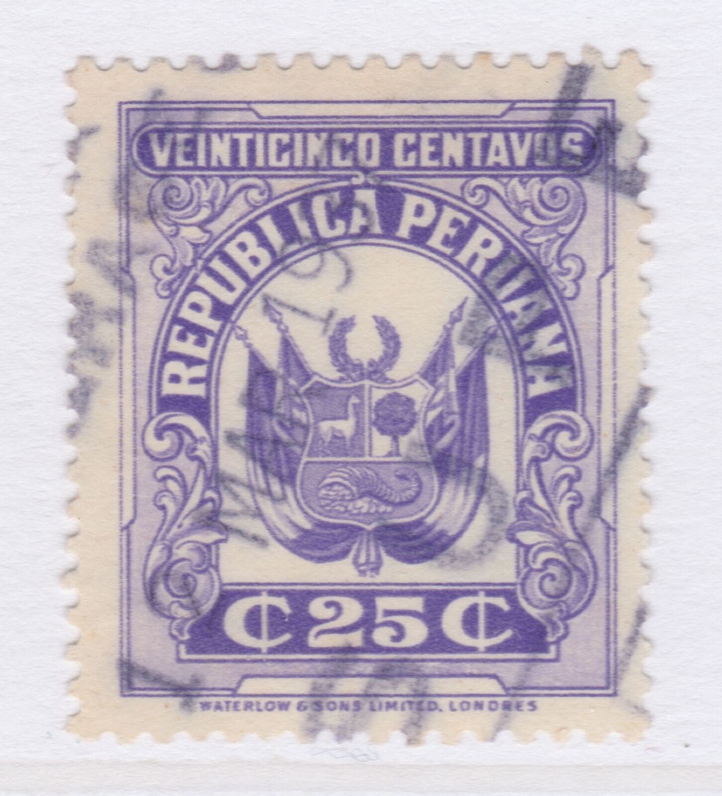 PERU Revenue Stamp Used Steuermarke Fiskal PEROU Timbre Fiscal