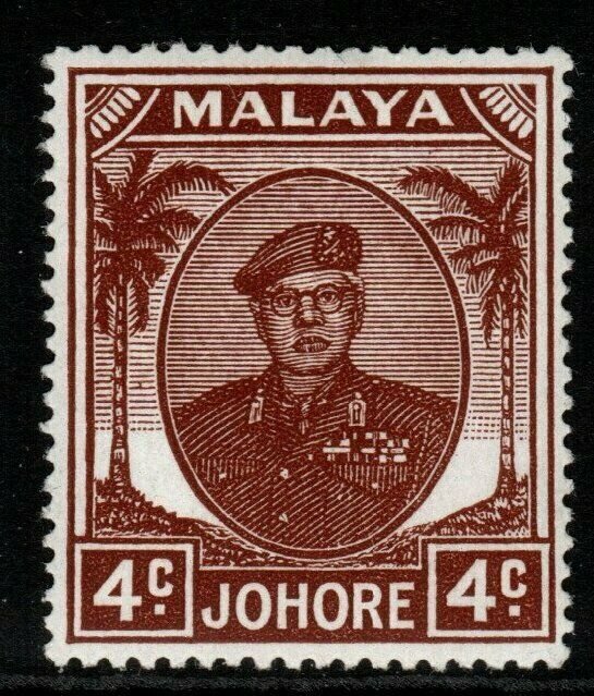 MALAYA JOHORE SG136 1949 4c BROWN MNH