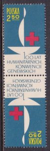 Poland 1963 Sc 1133 Red Cross Centenary Tete Beche Pair Stamp MNH