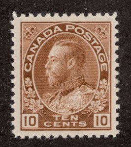 c1925 Canada 10¢ KGV Admiral #118 Bistre Brown Postage Stamp - MNH VF CV $180
