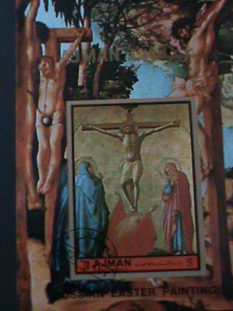 ​AJMAN-1972 WORLD FAMOUS BUSSIAN EASTER PAINTING- -CTO S/S VF FANCY CANCEL