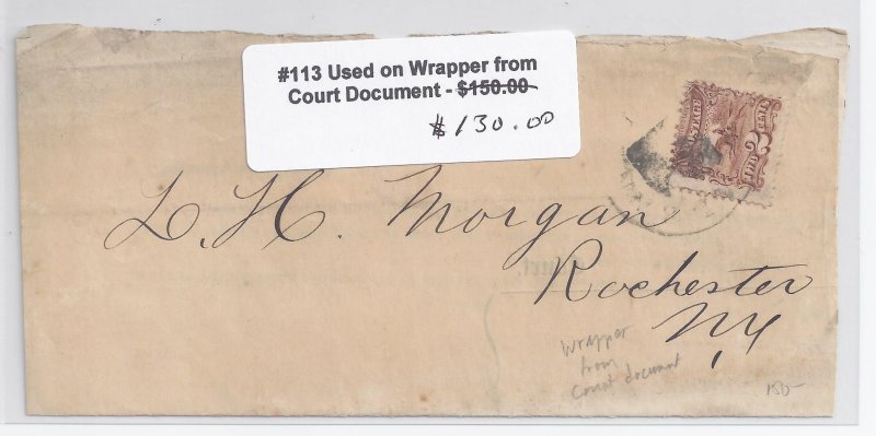 US Scott #113 used on cover