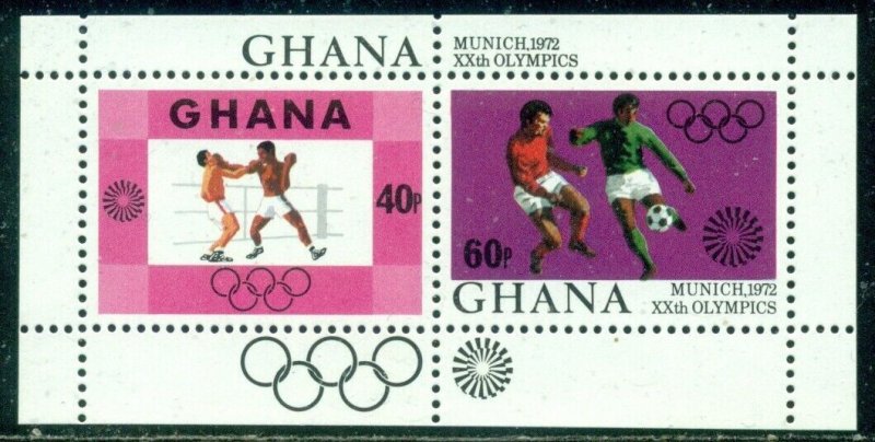 GHANA SCOTT # 459 S/S, 1972 OLYMPICS, MINT, OG, NH, GREAT PRICE!