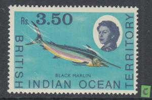 XG-L760 BIOT - Fish, 1968 Black Marlin, Q. Elizabeth II, 3.50Rs MNH Set