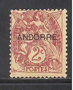 Andorra - french admin Sc # 2 mint hinged (DDT)