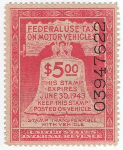 (I.B) US Revenue : Motor Vehicle Tax $5 (1943)