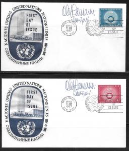 UN 51-52 UNEF Headquarters Cachet FDC First Day Cover Signed by Designer