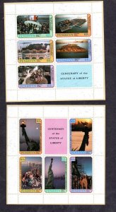 PENRHYN ISLAND #350-351 1987 STATUE OF LIBERTY MINT VF NH O.G S/S5 +L