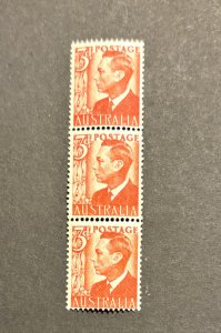 Australia: 1951, King George VI definitive, Coil strip with paper join, MNH