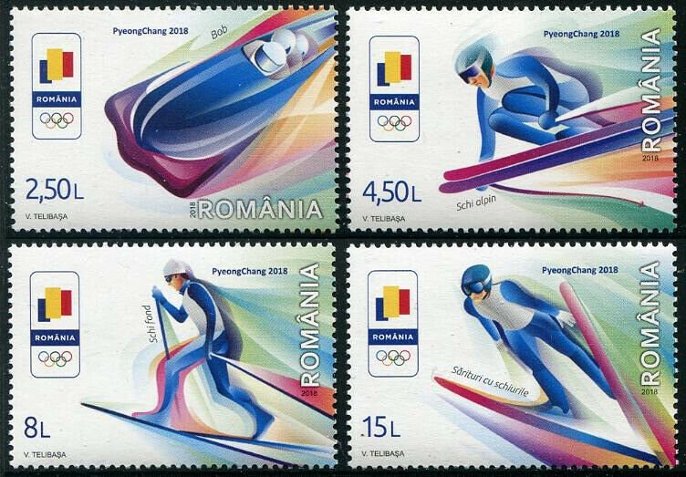 HERRICKSTAMP NEW ISSUES ROMANIA Sc.# 6061-64 PyeongChang 2018 Olympics