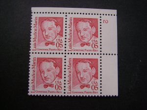 Scott 2173a, 5c Luis Munoz Marin, PB4 #2 UR, MNH Great Americans Beauty