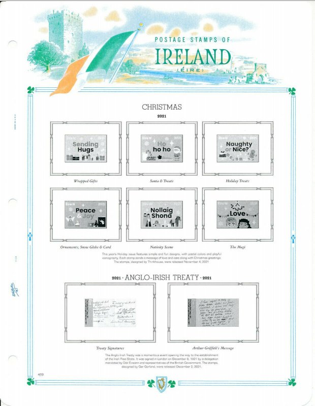 WHITE ACE 2021 Ireland Singles Simplified Stamp Album Supplement IRE-64