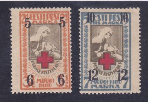 Estonia B13-14 Mint OG 1926 Perf 13½x14 Surcharged Nurse and Wounded Soldier Set