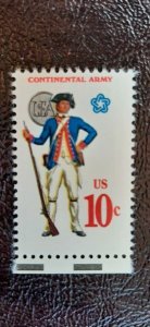 US Scott # 1565; 10c Continental Army; from 1975; MNH, og, F/VF centering