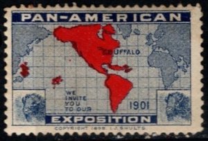 1901 US Poster Stamp Pan American We Invite You to Our Exposition Unused