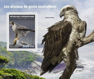 Central Africa - 2020 Australian Birds of Prey - Stamp Souvenir Sheet CA200417b