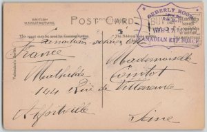 Canada 1910s WWI Reserve Battalion Orderly Room Postcard Godalming to France