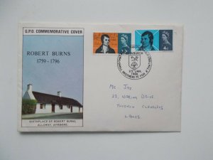 1966 Robert Burns illustr. First Day Cover with Edinburgh That Man to Man...SHS