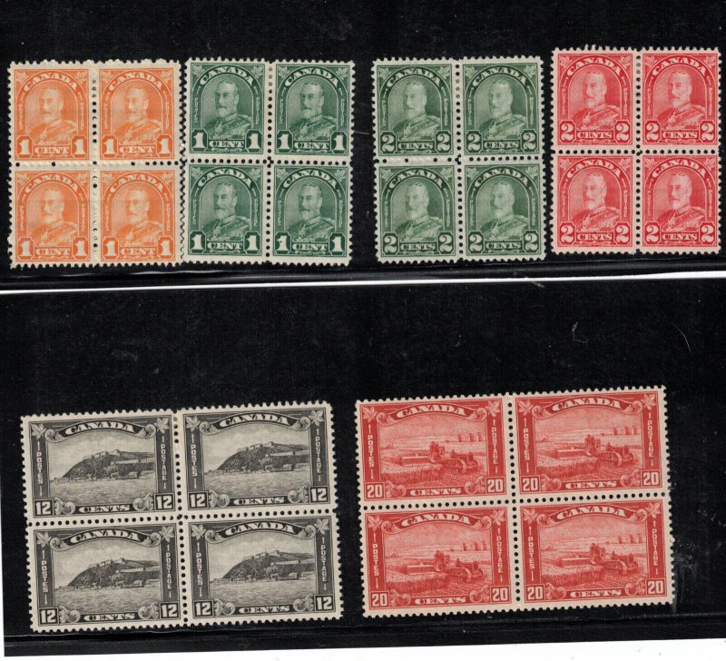 Canada #162 - #177 Mint Fine - Very Fine Set In Blocks