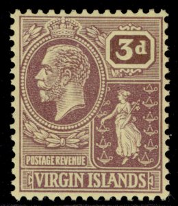 BRITISH VIRGIN ISLANDS GV SG96, 3d purple/pale yellow, NH MINT.