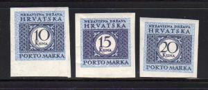 Croatia J17-J19 Imperf Proofs MH Postage Due