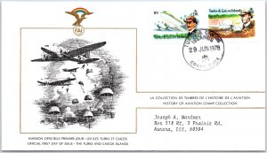 HISTORY OF AVIATION TOPICAL FIRST DAY COVER SERIES 1978 - TURKS & CAICOS 10c 15c