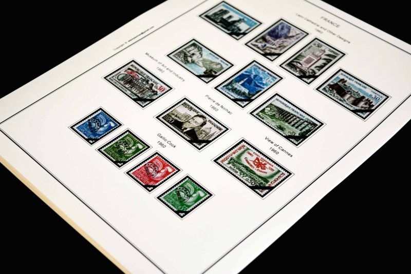 COLOR PRINTED FRANCE 1941-1965 STAMP ALBUM PAGES (55 illustrated pages)