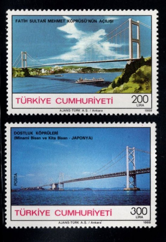 TURKEY Scott 2411-2412 MNH**  1988 Suspension Bridge stamp set