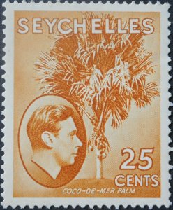 Seychelles 1938 GVI Twenty Five Cents SG 141 mint