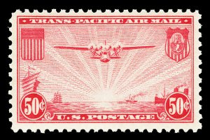 Scott C22 1937 50c Carmine China Clipper Airmail Issue Mint VF OG NH Cat $10