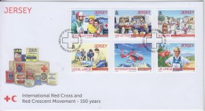 Jersey 2013, Red Cross  set of 6  on FDC