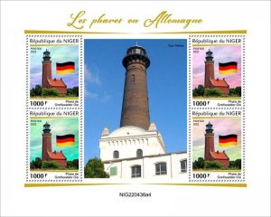 Niger - 2022 German Lighthouses - 4 Stamp Sheet - NIG220436a4