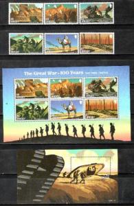 Jersey 2016 The Great War 100 Years Battles WWI Military 6v+M/s+Sheet MNH # 6305