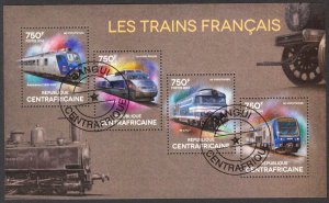 Central African Republic 2014 Modern Trains of France Sheet Used / CTO