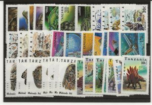 Tanzania 192-94 five sets of 7 values Prehistoric, Masks, Space   etc all MNH