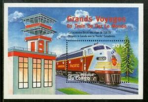 Congo Zaire 2001 Steam Locomotive Train Electric Transport Sc 1571 M/s MNH #1873